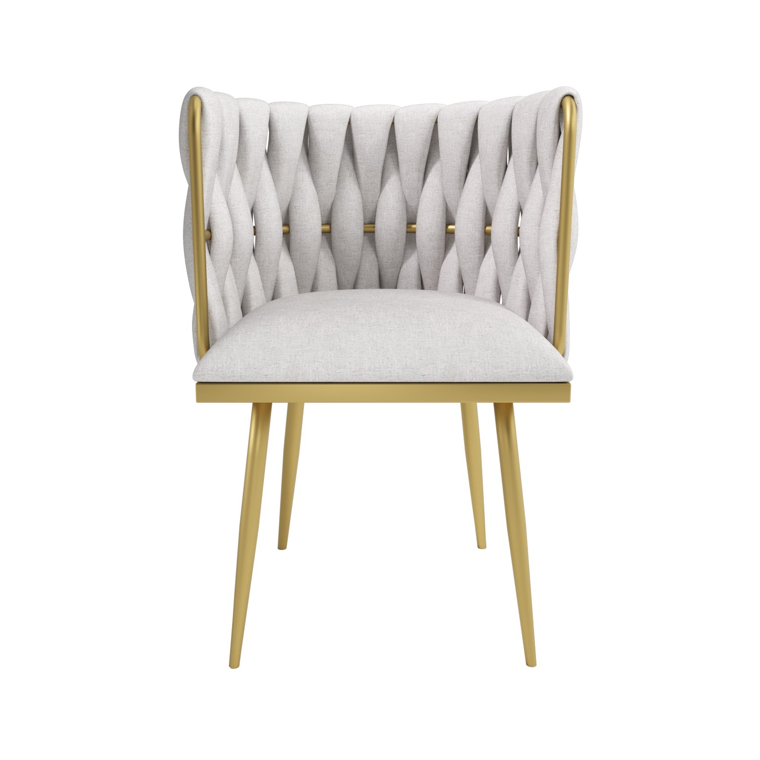 Read more about Cream woven linen dressing table chair with gold legs malika